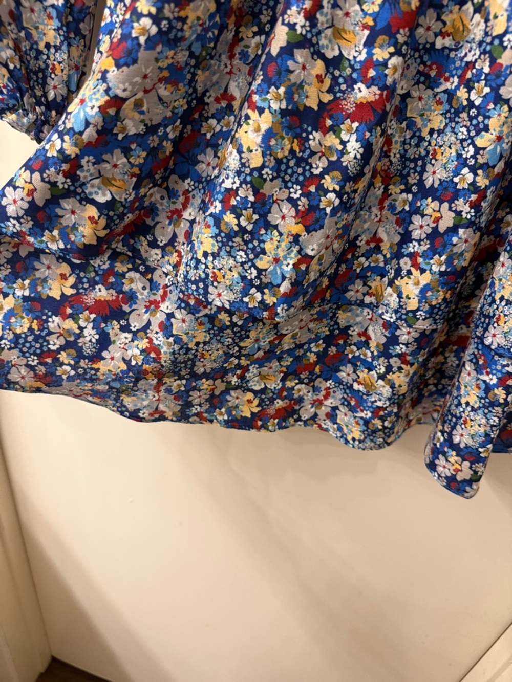 NSR - Blue Floral Long Sleeve Smocked Waist Dress - XS - like new - Picture 7 of 7